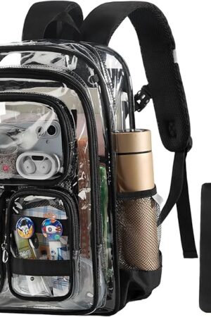 Clear Backpack, 17 inch Transparent Backpacks with Accessories, School Bag for Teen Boys Girls,Clear Laptop Bags for Elementary High School Travel Daypacks