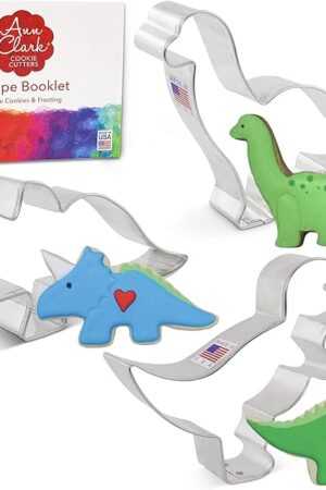 Ann Clark Cookie Cutters Dinosaur Cookie Cutters 3-Pc. Set Made in USA, T-Rex, Brontosaurus, Triceratops