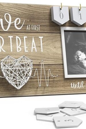 Baby Sonogram Picture Frame with Countdown Weeks - Standard 4"x3" Ultrasound Photo - Pregnancy Announcements Ideas - Gender Reveal Baby-Shower Gift - New Mom Expecting Parents to Be Keepsake Gifts
