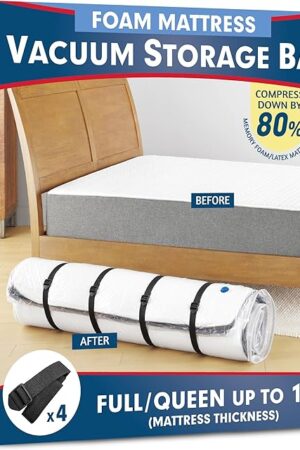 Vacuum Mattress Bag for Memory Foam and Latex - Sealed for Easy Movement, Transport and Storage (Queen/Full/Full-XL)