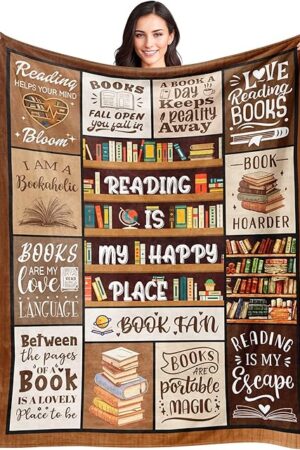 Book Lovers Gifts - Gifts for Book Lovers Women - Gifts for Readers - Reading Gifts - Book Club Librarian Bookworm Bookish blanket Gifts for Women - Christmas Graduation - Throw Blanket 50"x60"