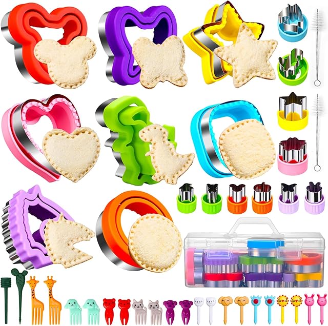 Uncrustable Sandwich Cutter, Sandwich Cutters for Kids Lunch, 43 Pcs Kids Sandwich Cutter and Sealer Set with Storage Case, Crustless Sandwich Cutters Shapes for Girl Boy Lunch & Bento Box Accessories