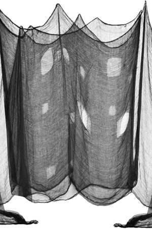 [2 PACKS] Halloween Creepy Cloth, Spooky Giant (48 x 240 in.) Cheese Cloth Tapestry for Halloween Party Supplies Decorations Outdoor Yard Home Wall Decor, Black