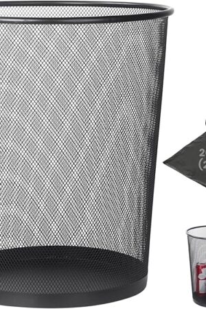 DUNCHATY 6.5 Gal Trash Can for Home and Office - Rust-Resistant Mesh Waste Basket, Round Ventilated Trash Can with Open Top, No Odor - Garbage Bin for Under Desk, Bedroom - 11.6" x 11.6" x 13.4"