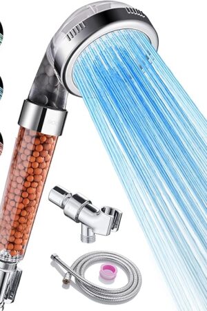 Cobbe Filtered LED Shower Head with Handheld, Color Changing, High Pressure Shower Head with Filter, Water Saving Spray Handheld Showerheads with Hose and Base for Dry Skin & Hair