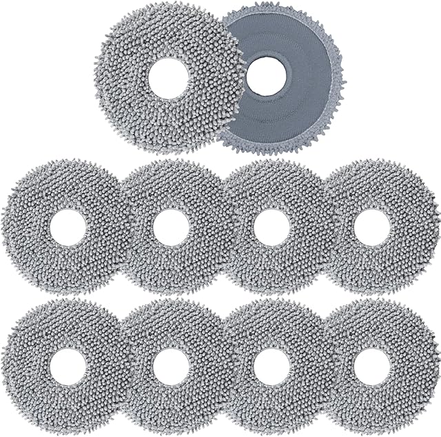 10 Pack Mop Pads for Roborock Q Revo/Qrevo S/Qrevo Pro/Qrevo Plus/Qrevo Master/Qrevo Slim/Qrevo Curv/Qrevo Edge/Qrevo MaxV/Saros 10R Robot Vacuum, Microfiber Mop Cloth Replacement Accessories
