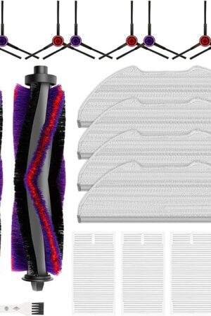 19 Packs Replacement Parts for Eureka E10s Robot Vacuum Cleaner, 2 Main Roller Brushes, 8 Side Brushes, 4 Hepa Filters, 4 Mop Pads, 1 Cleaning Brush Accessories Kit