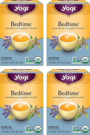 Yogi Tea Bedtime - 4 Packs (16 Bags/Pack) - Chamomile & Passionflower | Supports Good Sleep | Contains Lavender & More