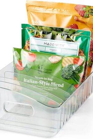 YouCopia FreezeUp Freezer Bin 15", BPA-Free Clear Fridge Organizer with Adjustable Dividers and Handles for Frozen Food and Leftovers