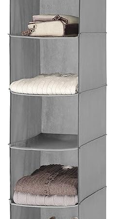 Whitmor 5 Section Closet Organizer - Hanging Shelves with Sturdy Metal Frame