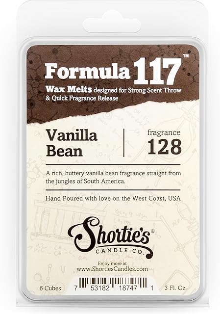 Vanilla Bean Wax Melts - Formula 117-1 Highly Scented 3 Oz. Bar - Made with Natural Oils - Bakery & Food Air Freshener Cubes Collection