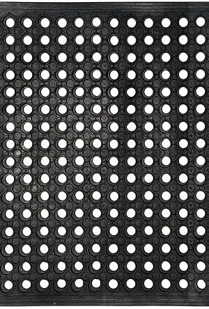 Anti Fatigue Rubber Floor Mats, 24 x 36 Inch Non-Slip Restaurant Mat Door Mat Drainage Mat for Indoor Outdoor Wet Area, Pool Entry, Garden - Black
