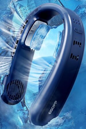 1S Cool Down 30°F Neck Fan with Double Semiconductor Coolers, 360° Surrounded Personal Fans Air Conditioner that Blow Cold Air, 8H lasting Portable Fan with 3 Speed, Gifts for Men Women Outdoor Travel
