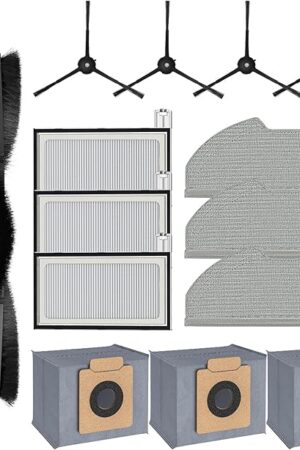 X8 Pro Parts Compatible with Eufy X8 Pro Robot Vacuum Cleaner, X8 Pro Accessories, 1*Main Brush 3*Hepa Filters 3*Mop Pads 3*Vacuum Bags 4*Side Brushs, for eufy x8 pro accessories
