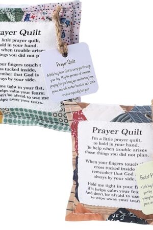 2 Pack Mini Vintage Prayer Quilt Cross Inside Squares