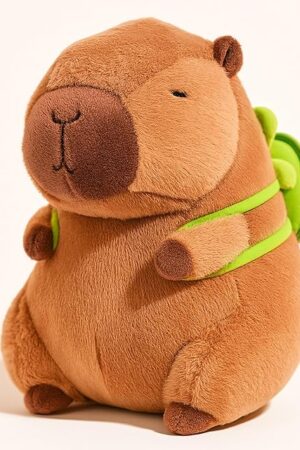 9.8in Capybara Plush Cute Capybara Stuffed Animals with Turtle Backpack, Kawaii Capibara Plushie Toys for Kids, Rodents Animals Pet Doll Soft Hugging Pillow for Boys Girls Birthday Gift