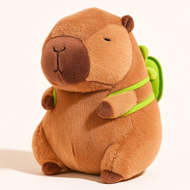 9.8in Capybara Plush Cute Capybara Stuffed Animals with Turtle Backpack, Kawaii Capibara Plushie Toys for Kids, Rodents Animals Pet Doll Soft Hugging Pillow for Boys Girls Birthday Gift