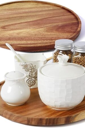 [ 2 Pack ] 10-inch Acacia Wood Lazy Susan Organizers, ACIAZAAZ Lazy Susan Turntable for Cabinet, Kitchen Turntable Storage for Table, Countertop, Pantry