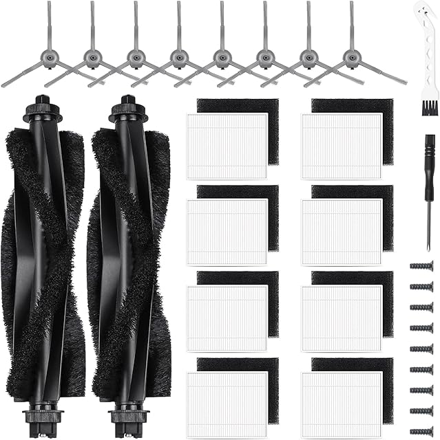 Accessories Kit for eufy L60 / L50 Vacuum Robot, Replacement Parts Include 2 Roller Brushs, 8 HEPA Filters, 8 Side Brushs, 4 screws, 1 Clean Tool and 1 screwdriver
