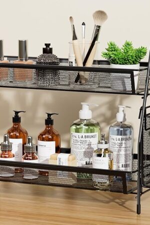 VITVITI 2-Tier Metal Wire Mesh Bathroom Organizer Black