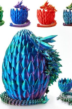 3D Printed Dragon Egg, 15Inch Crystal Dragon with Egg,Surprise Egg,Articulated Fidget Toys for Executive Home Office Decor,Toys for Kids Gifts