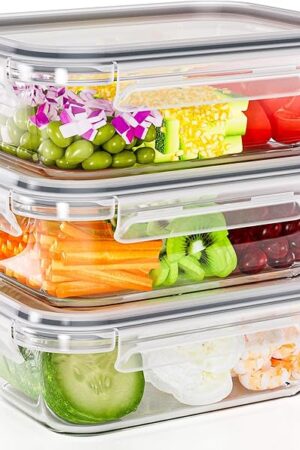 3-Pack 35 oz Borosilicate Glass Food Storage Containers with Lids, Stackable Airtight Glass Meal Prep Containers for Lunch & Leftover, BPA-Free & Leak Proof, for Microwave, Oven, Dishwasher