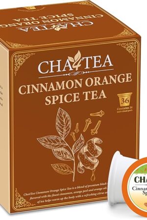 Cha4Tea 36-Count Cinnamon Orange Spice Herbal Black Tea Pods - Compatible with Keurig K-Cup Brewers