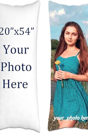 Custom Design Photos or Text Long Body Pillow Case，Personalized Love Photo Pillow Cover, Customize Birthday Gift, Wedding Keepsake Throw Pillow Covers (20x54 inch)