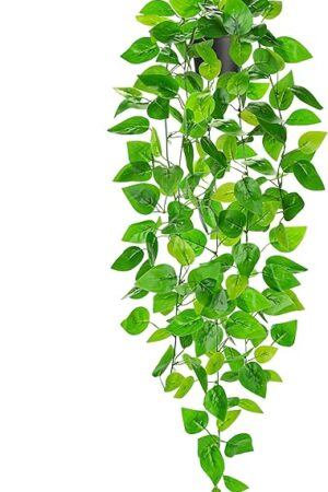 Der Rose 34'' Fake Hanging Plants Artificial Potted Pothos Vine Plants Indoor and Outdoor for Office Home Living Room Bathroom Wall Shelf Decor (1Pack)