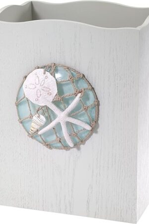 Avanti Linens - Waste Basket, Decorative Trash Can, Beach Inspired Bathroom Accessories (Seaglass Collection)