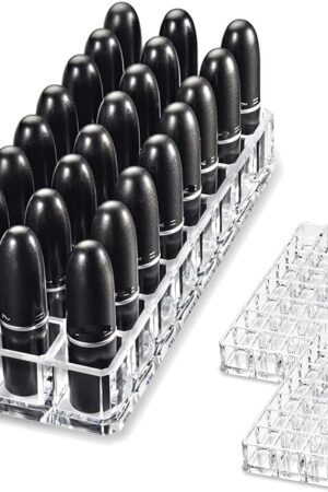 byAlegory Clear Acrylic Lipstick Organizer Beauty Container 24 Space Storage