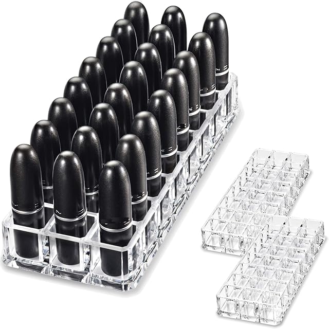 byAlegory Clear Acrylic Lipstick Organizer Beauty Container 24 Space Storage