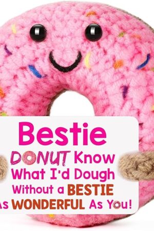 Bestie Gifts for Women Friend - Funny Cute Cool Handmade Knitted Donut for Female Woman Besties Best Friends BFF Soul Sister Coworker Friendship Birthday