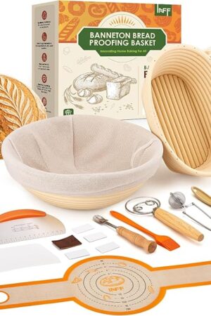 Banneton Bread Proofing Basket Set,10 Inch Round & 9 Oval Sourdough Bread Baking Supplies With Linen Liner - Sourdough Starter Kit