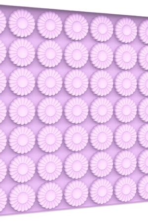 Daisy Flower Chocolate Silicone Molds, Gummy Candy Molds for Cake Decorations, Fondant Mold Silicone with Scraper (flower purple molds 002)
