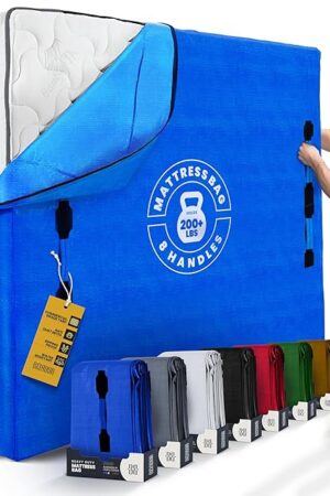 BELADOR Mattress Bags for Moving, King Size, Extra-Thick, Reusable, Blue, Zipper Closure, Water-Resistant & Durable Construction, Mattress Cover