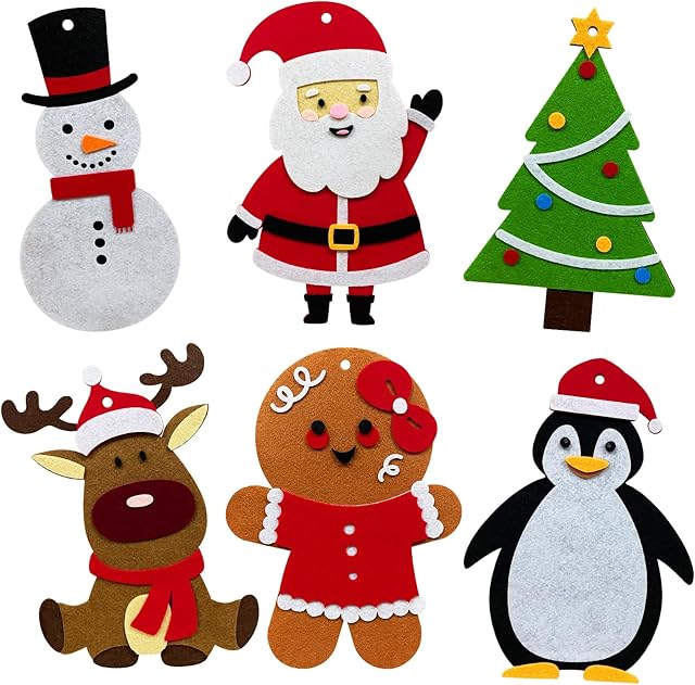 The M1NTP1US + 12PCS Christmas Holiday Crafts Kit – Reindeer Santa Snowman Gingerman Decorations - Xmas Craft Party Supplies Favors Gifts Classroom Activity