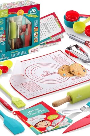 Baketivity 31-Piece Kids Baking Tools Set – Real Cooking Utensils for Children – Safe, Durable, and Fun Kitchen Accessories – Gift for Young Chefs
