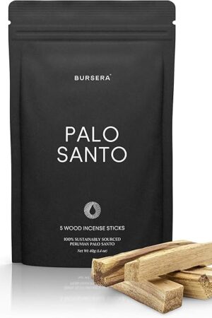 Bursera Palo Santo Sticks, Tree Planted with Every Order, 100% Natural, Ethical & Sustainable, 5-Pack Authentic Real Palo Santo Wood Incense Sticks from Peru for Aromatherapy, Smudging