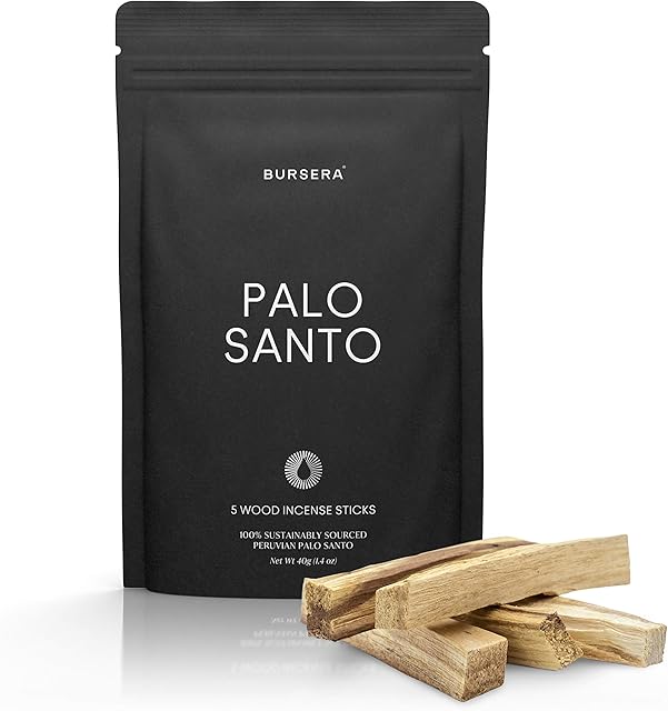 Bursera Palo Santo Sticks, Tree Planted with Every Order, 100% Natural, Ethical & Sustainable, 5-Pack Authentic Real Palo Santo Wood Incense Sticks from Peru for Aromatherapy, Smudging