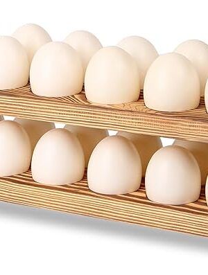 CVHOMEDECO. Wooden Egg Holder Fresh Egg Holders Countertop Firewood Egg Collecting Rack for Gathering Fresh eggs, Stackable with 24 eggs, Home Kitchen Organizer, Set of 2 PCS