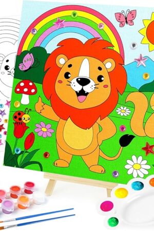 The pigipigi Acrylic Paint Set Activity for Kids, Easter Basket Stuffers Art Craft Paints Gifts for Girls Boys Party Favor Games DIY Supplies, Valentine's Day Gifts for Kids