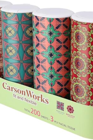 Carson Works Car Tissues Holder 4 Packs Round Car Tissues Cylinder Fit for Car Cup Holder, Home Small Tissue Dispenser with Refill Tissues for Car Bathroom Office