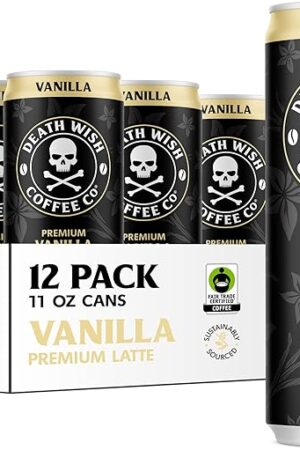 Death Wish Coffee, Iced Coffee Cold Brew, 8g Protein, Fair Trade (Vanilla Latte)