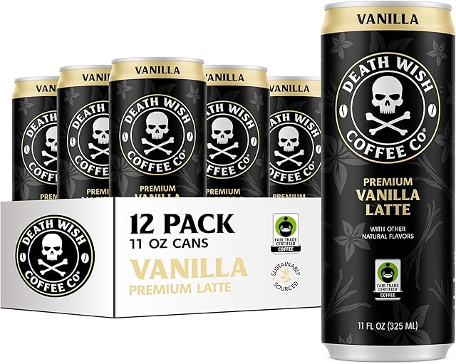 Death Wish Coffee, Iced Coffee Cold Brew, 8g Protein, Fair Trade (Vanilla Latte)