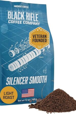 Black Rifle Coffee Company Ground Coffee Light Roast - Roasted Blend Made from Pure Arabica Beans - Colombian & Brazilian Beans - Veteran Founded & American Made (Silencer Smooth, 12oz Bag)