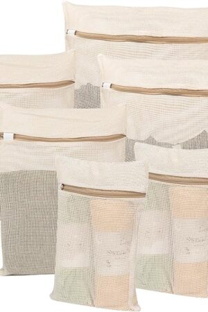 6-Piece Bag, Durable Cotton Mesh Laundry Bag, Sturdy Zipper, Breathable Mesh, Exquisite Laundry Bag for Underwear, Clothes, Pants, Shoes and Socks