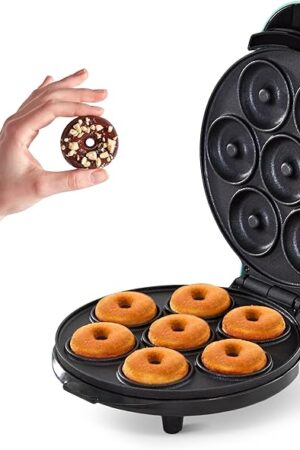 DASH Mini Donut Maker Machine for Kid-Friendly Breakfast, Snacks, Desserts & More with Non-stick Surface, Makes 7 Doughnuts - Aqua