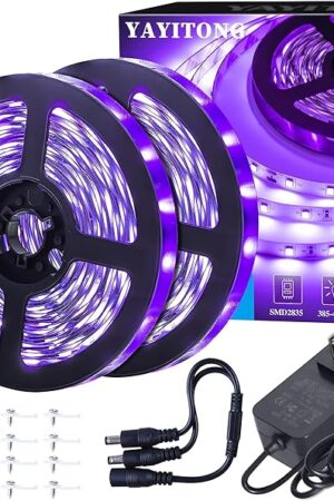 40 Foot Led Black Light Strip Kit, 720 Units Led, 12V Flexible Blacklight Fixtures, Non-Waterproof