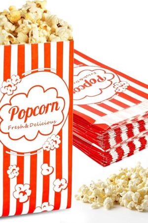 100PCS Popcorn Bags Individual Servings - MAQIHAN Disposable Paper Popcorn Bags Party Pop Corn Sleeves Bulk Carnival Halloween Snack Packs Gift Favor Treat bolsas para palomitas Movie Night Supplies